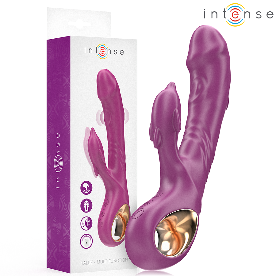 INTENSE - VIBRATORE MULTIFUNZIONE HALLE CON LINGUA STIMOLANTE A DELFINO VIOLA