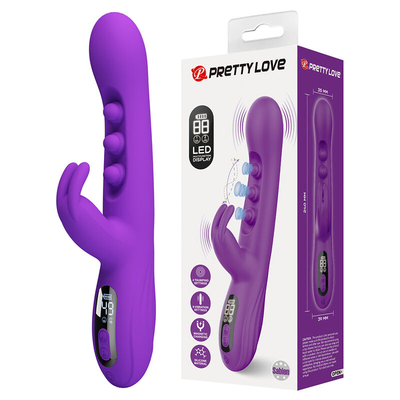 PRETTY LOVE - VIBRATORE A CONIGLIO SABIEN CON STIMOLAZIONE A PERCUSSIONE E LED VIOLA