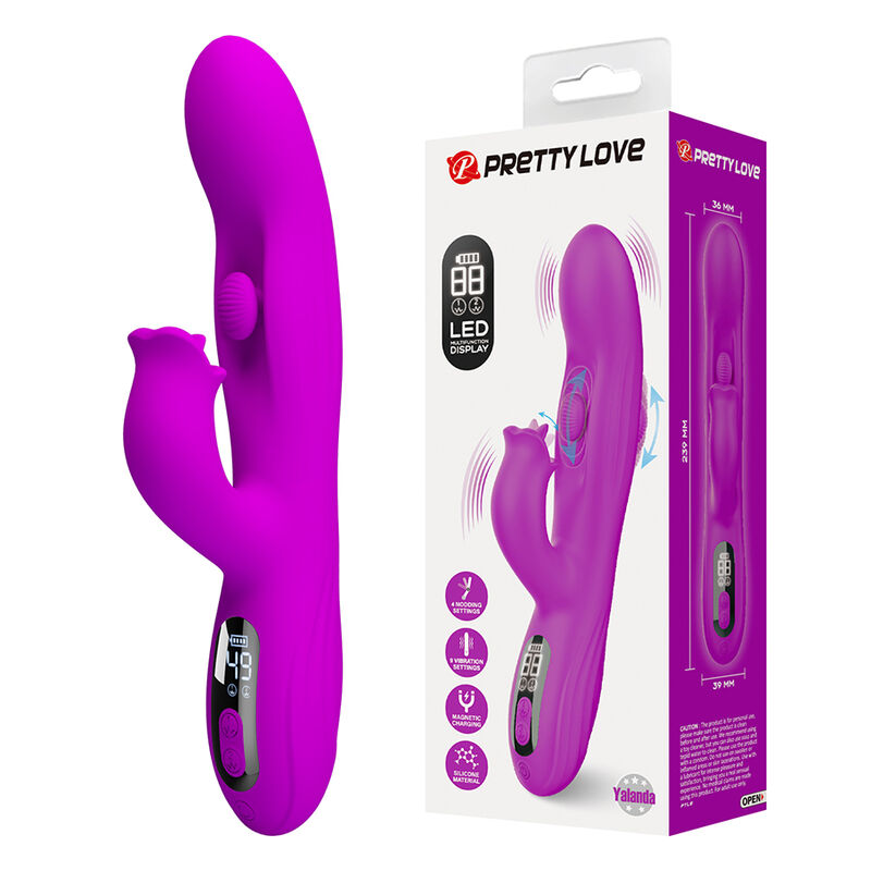 PRETTY LOVE - VIBRATORE OSCILLANTE YALANDA RABBIT CON DISPLAY LED VIOLA