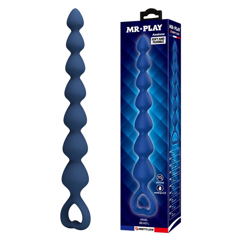 MR PLAY - PERLE ANALALI IN SILICONE BLU E PLUG ANAL 26,7 CM