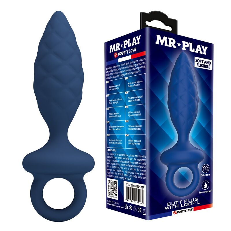 MR PLAY - PLUG ANALE TESTURIZZATO CON ANELLO BLU L