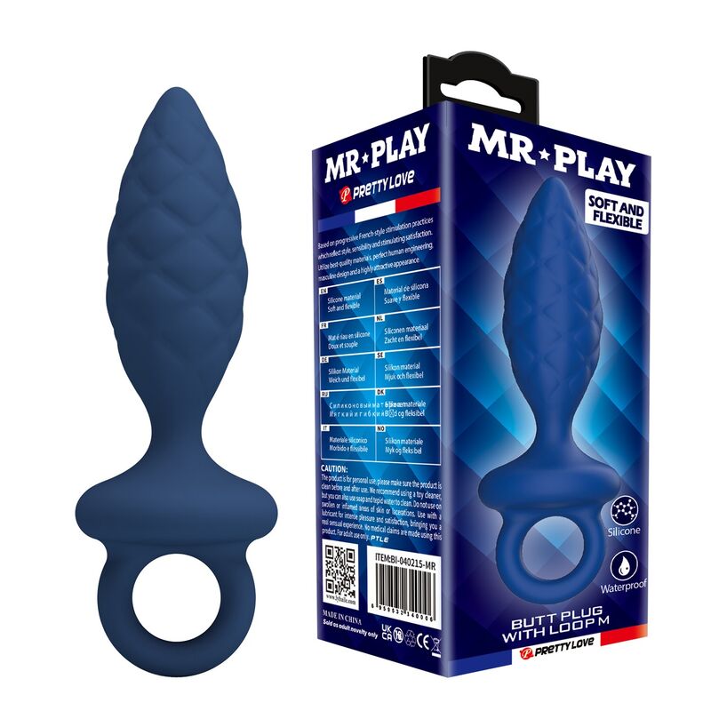 MR PLAY - PLUG ANALE TESTURIZZATO CON ANELLO BLU M
