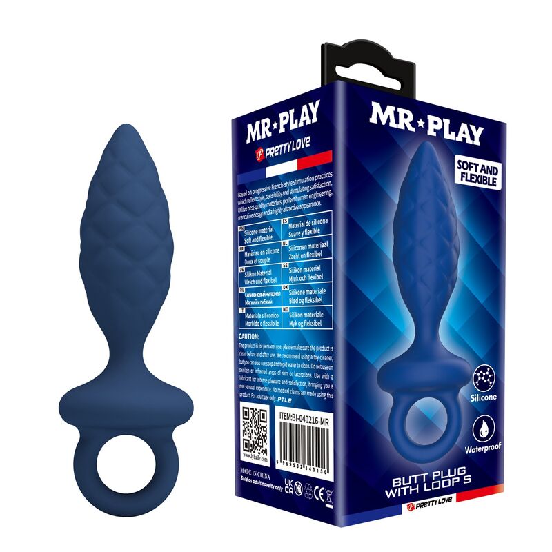 MR PLAY - PLUG ANALE TESTURIZZATO CON ANELLO BLU S