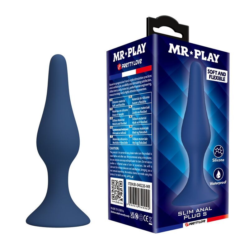MR PLAY - PLUG ANALE SLIM IN SILICONE BLU TAGLIA S