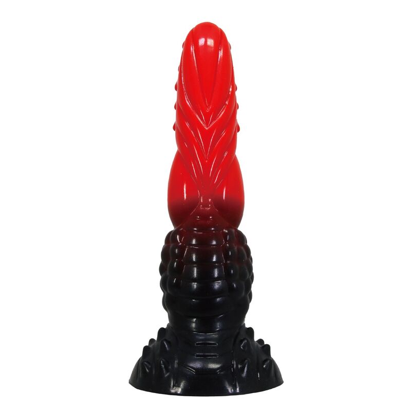 POWER MONSTERS - DILDO FANTASY DRAGO DI FUOCO CON VENTOSA 24,5 CM Ø 5,8 CM ROSSO E NERO