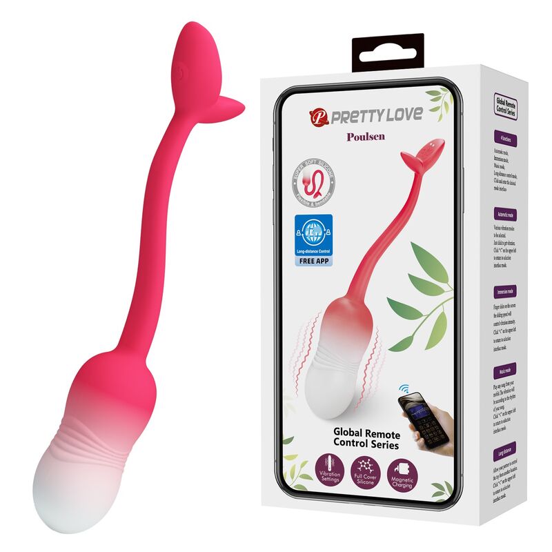 PRETTY LOVE - UOVO VIBRANTE CON CONTROLLO TRAMITE APP PULSEN, 12 FUNZIONI, RICARICABILE TRAMITE USB, ROSA