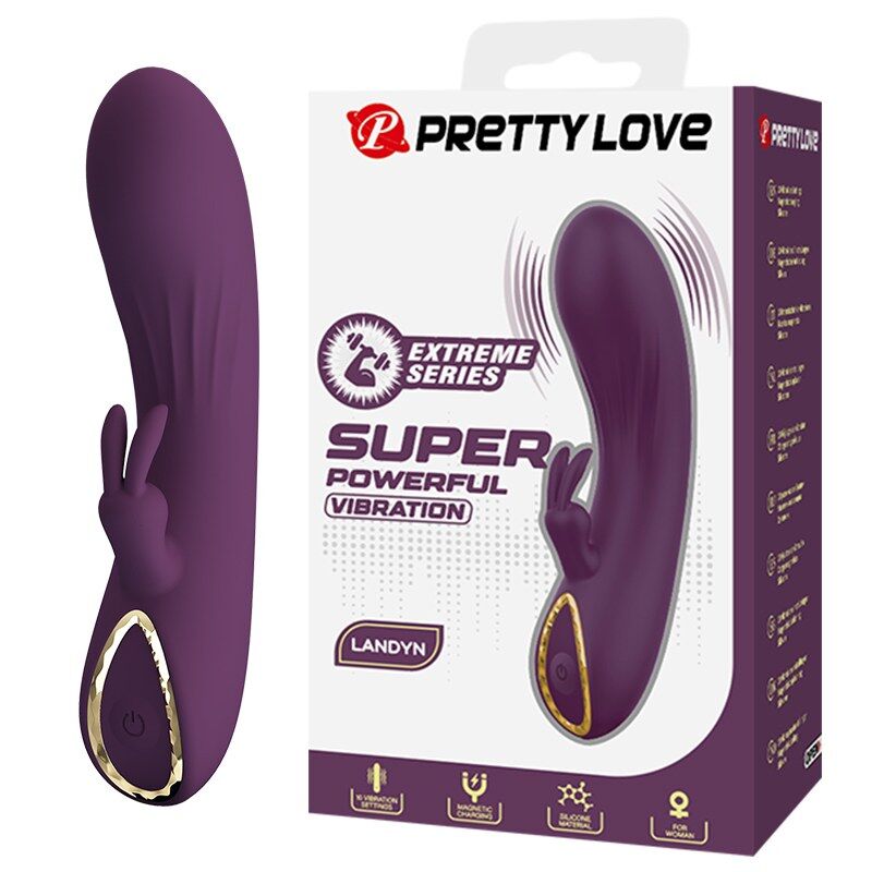 PRETTY LOVE - VIBRATORE A FORMA DI CONIGLIO RICARICABILE LANDYN, 10 FUNZIONI, VIOLA