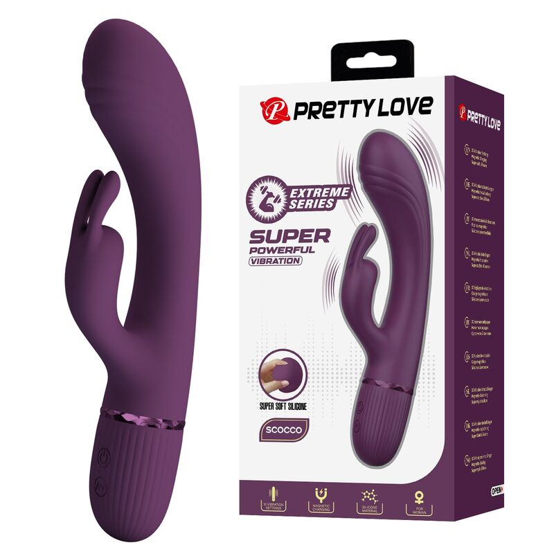 PRETTY LOVE - ROCCO VIBRATORE A FORMA DI CONIGLIO RICARICABILE 10 FUNZIONI VIOLA