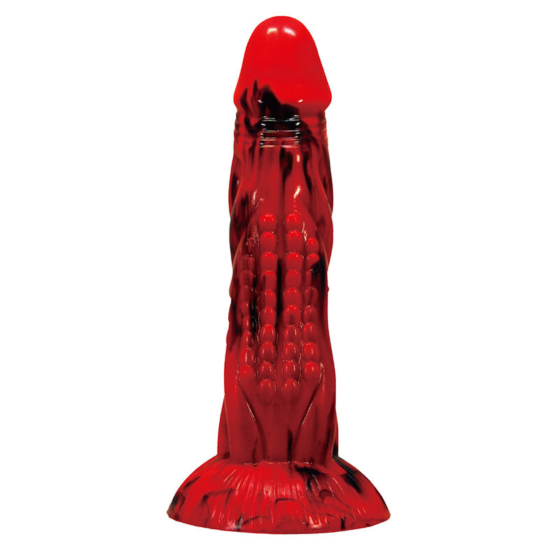 POWER MONSTERS - DILDO FANTASY MINOTAURO CON VENTOSA 21 CM Ø 5 CM ROSSO E NERO