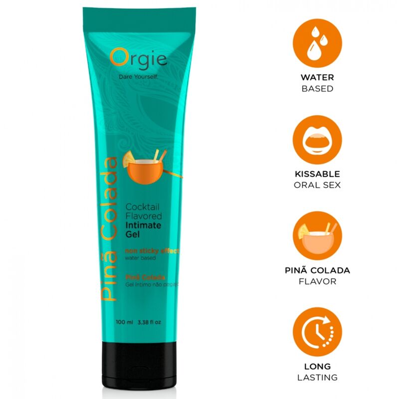 ORGIE - TUBO LUBRIFICANTE COCKTAIL PIÑA COLADA BACIABILE GEL INTIMO A BASE DE ACQUA 100 ML