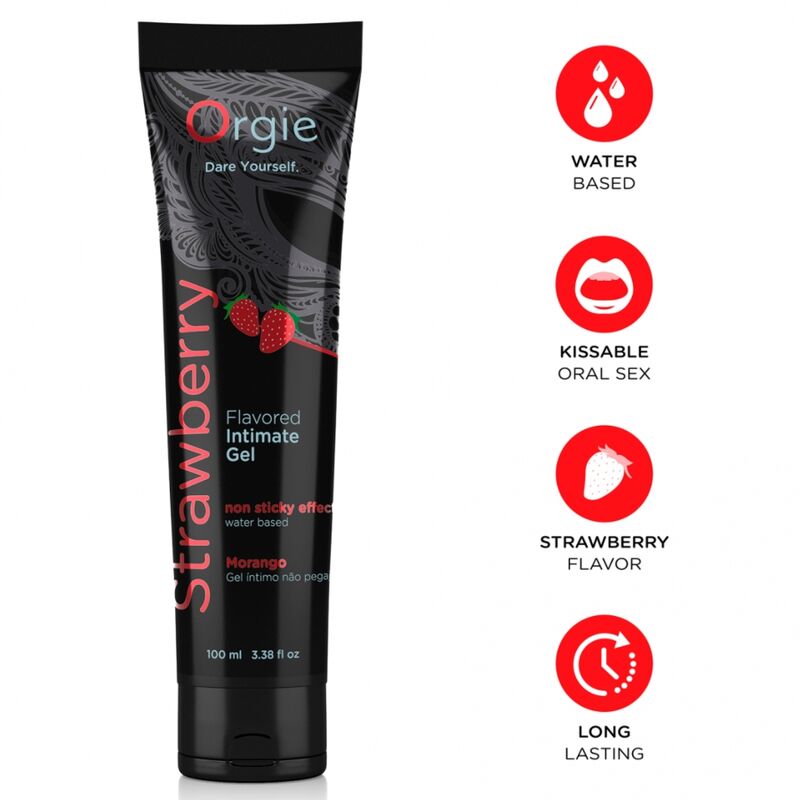 ORGIE - TUBO LUBRIFICANTE ALLA FRAGOLA BACIABILE GEL INTIMO A BASE DE ACQUA 100 ML