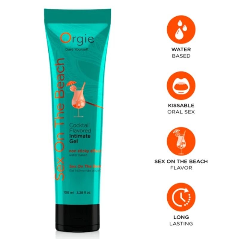 ORGIE - TUBO LUBRIFICANTE COCKTAIL SESSO IN SPIAGGIA GEL INTIMO BACIABILE A BASE DE ACQUA 100 ML