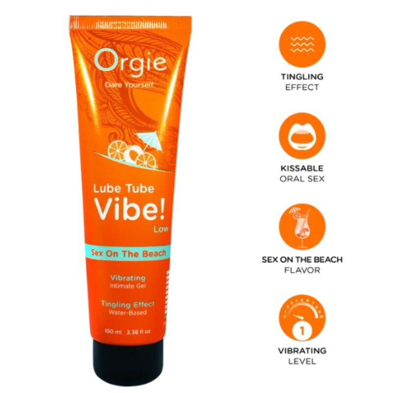 ORGIE - LUBRIFICANTE IN TUBO VIBE! SESSO SULLA SPIAGGIA GEL INTIMO BACIABILE LEGGERO 100 ML