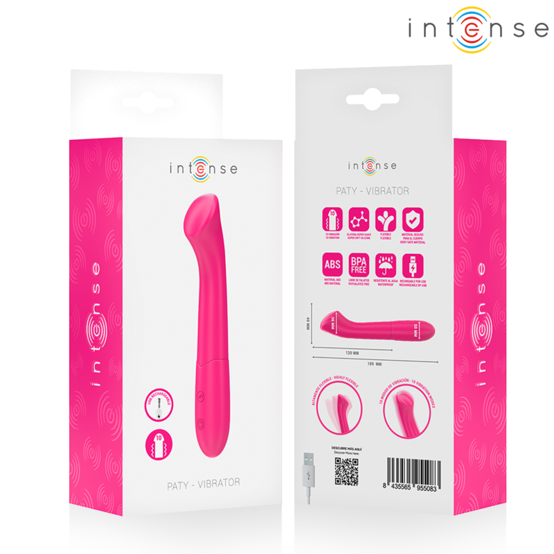 INTENSE - VIBRATORE PATY 19 CM FLESSIBILE 10 VIBRAZIONI MODELLO 2 ROSA