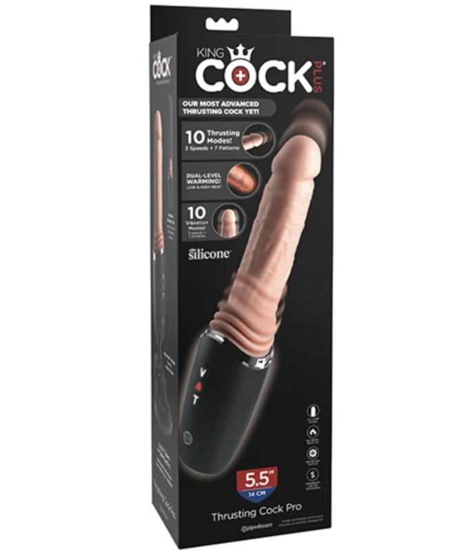 KING COCK PLUS - DILDO IN SILICONE PRO CON PROTEZIONE, VIBRAZIONE E LUCE RISCALDANTE, 12,7 CM